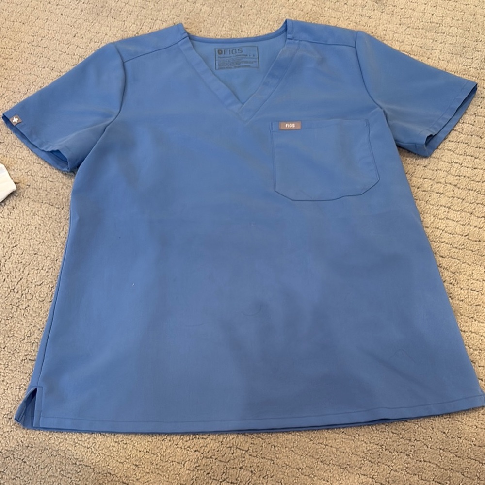 Figs Classic Blue V-Neck Scrub Top